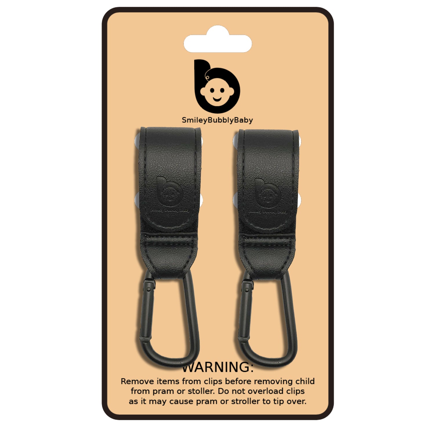 Vegan Leather Baby Stroller Clips smileybubblybaby